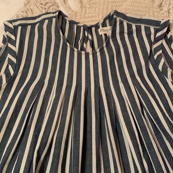 4.99 ship - MADEWELL blouse size s striped, pleated, flare! - Picture 6 of 7